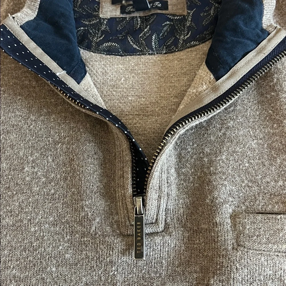Ted Baker Quarter Zip Sweater Beige Size XL Tall